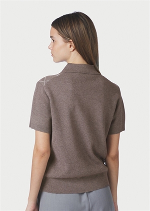 Gia check knit bluse Dark Taupe Neo Noir 